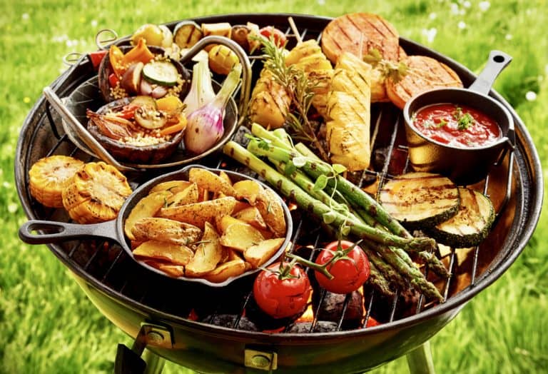 charcoal BBQ cooking delicious food on BBQ grill