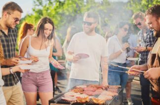 group of friends throwing a BBQ party