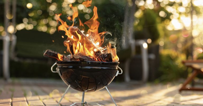 firewood being used to fuel BBQ